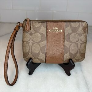 Coach Wristlet Bag Purse Signature Logo Leather Pouch Clutch Wallet